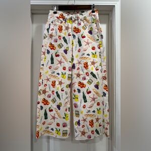 Oat New York Wide Leg Novelty Raw Hem Pants Size 2